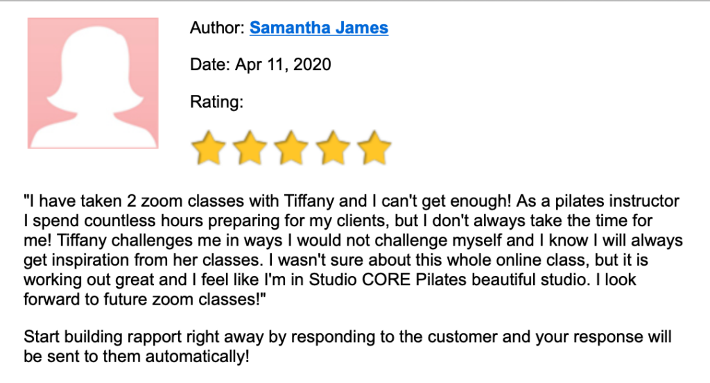 Tiffany Burke Customer Review 1